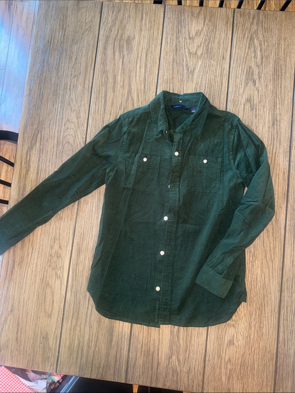 Janie and Jack Dark Green Corduroy Button-Up Shirt